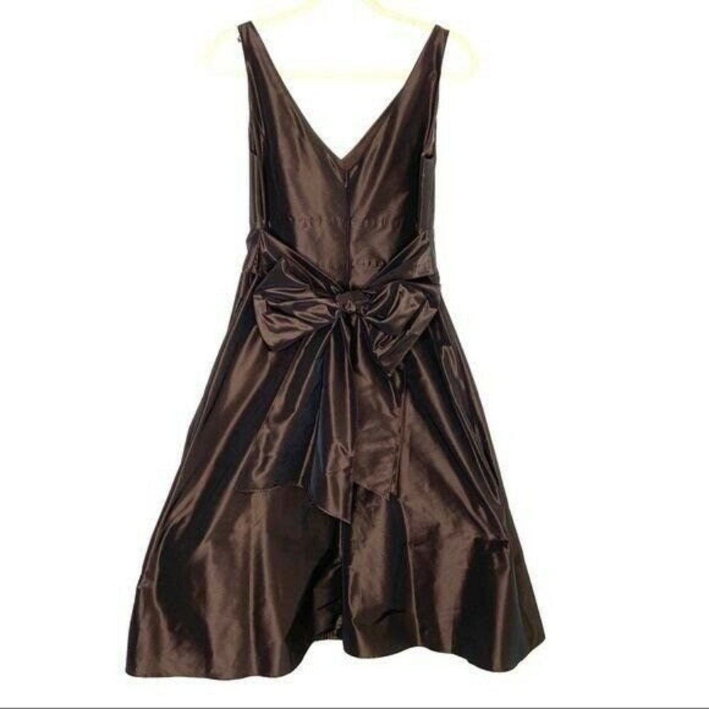 Ann Taylor Chocolate‎ Brown Special Occasion Dress Size 10 Silk Taffeta - Picture 3 of 7